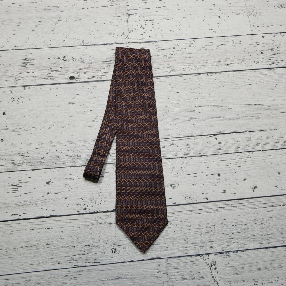 Hickey Freeman Tie Mens Silk Geometric Pattern Hand-Folded Made USA Classic Neck